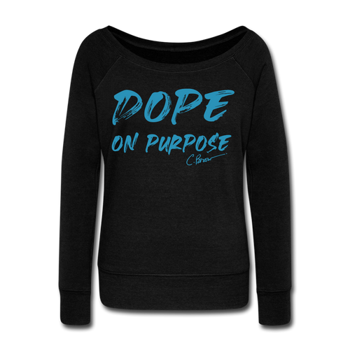 Velvet Print Dope On Purpose Wideneck Sweatshirt (Limited Edition) - black