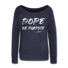 Load image into Gallery viewer, Silver Glitter Dope On Purpose Wideneck Sweatshirt (Limited Edition) - melange navy
