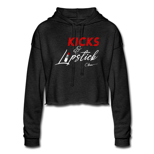 Kicks & Lipstick Women's Cropped Hoodie - deep heather